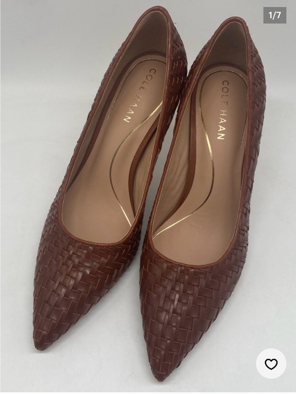 Cole Haan Woven Pointed-Toe Flats in Chestnut Brown